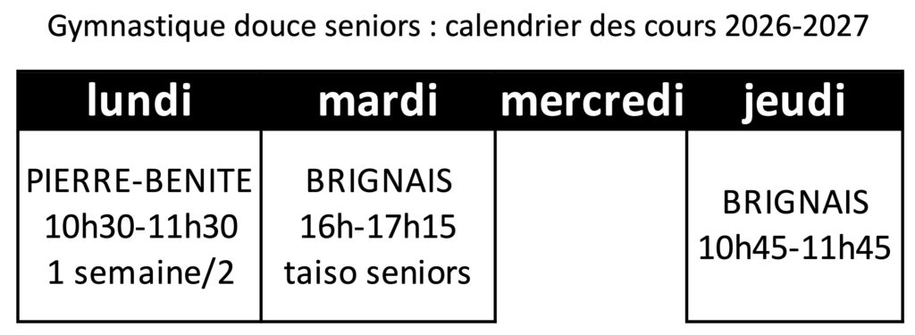 Calendrier des cours